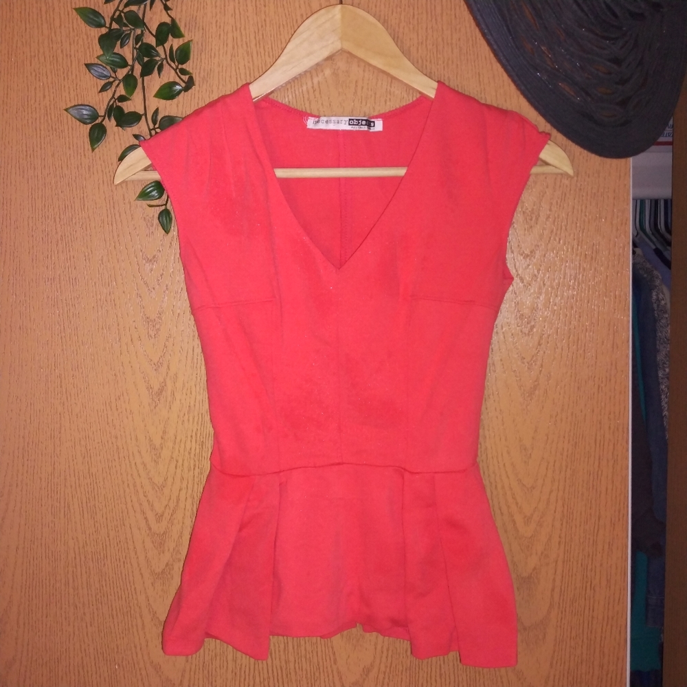 Coral Pleated Blouse